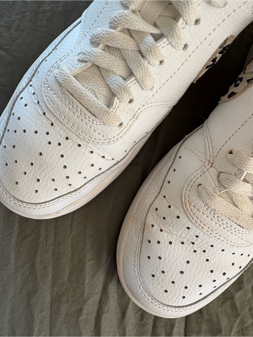 Nike Court Vision Low Leopard Swoosh White Leather. Size 9.5. - Picture 4 of 14